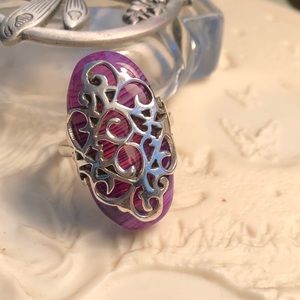 Botswana Agate Purple Sterling Silver Ring Sz 7